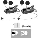 Set van 2 E1-intercoms voor integraalhelmen, Bluetooth 5.0, IPX6 waterdicht, bereik 1000 m, 12 uur batterijduur, zachte microfoon 3