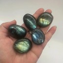 Set van 2 gepolijste labradoriet palmstenen, natuurlijke kristal reiki steen, anti-stress therapie, chakra helende capsule steen 4