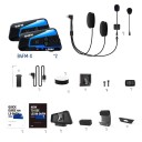Set van 2 Lexin B4FM-X Bluetooth 5.0 intercoms 2000 m voor 10 rijders DSP CVC ruisonderdrukking FM-radio IP67 USB-C Spraakbesturing 3