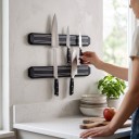 Set van 2 magnetische messenrails 20 cm Wandhouders voor messen en gereedschap met magnetische strips Kunststof Zwart Voor de keuken, werkplaats 2