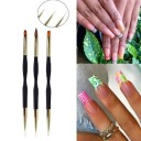 Set van 3 dubbelzijdige cosmetische kwasten 17–17,6 cm Professionele penselen voor nagelkunst Dun kwastje voor nagellak Breder kwastje voor acryl en gel 8