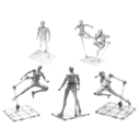Set van 3 figuurhouders met verstelbare arm 7 x 7 cm plastic transparante standaard met voet 9 x 7,5 cm voor modellen 2