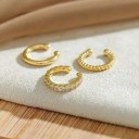 Set van 3 oorclips zonder piercen Gouden en Zilveren Glad, gedraaid en met kristallen Minimalistische kraakbeenoorbellen 3