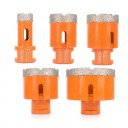 Set van 5 diamanten boorkronen 20/35/40/50/68 mm met M14 schroefdraad voor haakse slijper Gepaste diamant Oranje Boren in tegels en marmer 1