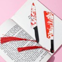 Set van 5 stuks boekenleggers 15 cm horror thema wapens met franjes thematische boekenlegger voor horrorliefhebbers 8