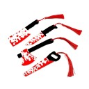 Set van 5 stuks boekenleggers 15 cm horror thema wapens met franjes thematische boekenlegger voor horrorliefhebbers 12