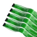 Set van 5 stuks glinsterende haarstrengen lametta 50 cm synthetische haarverlenging met clipbevestiging voor haarstyling 4