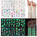 Set van 5 vouwbare tijdelijke tattoos eenhoorn kleurrijke tattoo stickers voor het lichaam voor kinderen met dag- en nachteffect 3