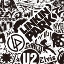 Set van 50 zwart-witte PVC-stickers voor fans van rockmuziek Motieven van bands en muzikanten Uitgesneden volgens het silhouet Grootte 4 tot 8 cm 6