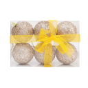 Set van 6 glinsterende kerstballen 6 cm champagnegouden hangdecoraties voor de kerstboom voor feestelijke decoratie 3