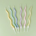 Set van 6 golvende verjaardagskaarsen in pastelkleuren, taartdecoratie, vrolijk ontwerp, verjaardagsfeest, originele vorm 3