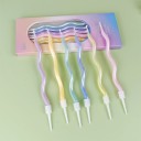 Set van 6 golvende verjaardagskaarsen in pastelkleuren, taartdecoratie, vrolijk ontwerp, verjaardagsfeest, originele vorm 4