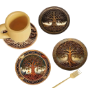 Set van 8 geschilderde houten onderzetters, hittebestendige placemats, gekleurde gespoten houten placemats, antislip placemats 4