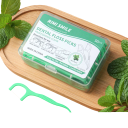 Set van tandfloss met tandenstoker 50 stuks 2-in-1 houder met floss plastic gekleurde doos voor het reinigen van interdentale ruimtes 2