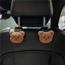 Set van twee autohouders met een teddybeer hoofd voor de hoofdsteun pluche hoofd plastic haak voor handtassen brillen kleding en kleine 4