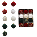 Set variat de 12 bucăți de globuri de Crăciun de 6 cm Nouă decorațiuni diferite Ornamente pentru brad 6 x 6 x 7 cm 1