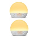 Set von 2 Lichtweckern mit Sonnenaufgangs- und Sonnenuntergangssimulation 30 Schlafgeräuschen Weißes Rauschen 8 Farben und RGB-Modi 2 Weckzeiten USB 1