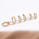 Set von Creolen Ohrringen 3 Paare 1,3 1,5 und 1,6 cm Huggie Creolen mit einer Reihe großer Zirkonia Für das Ohrläppchen 5
