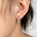 Set von Creolen Ohrringen 3 Paare 1,3 1,5 und 1,6 cm Huggie Creolen mit einer Reihe großer Zirkonia Für das Ohrläppchen 8