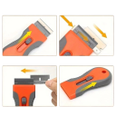 Set voor het verwijderen van lijm 10 messen Oranje handschraper voor etiketten stickers en verfresten van gladde oppervlakken 6
