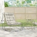 Set zahradního nábytku 2 polstrované židle a stolek 62 x 87 x 86 cm stolek 46 x 45 cm šedý kovový balkonový nábytek na terasu a zahradu 4