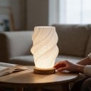 Severská LED stolní Bílá lampa Točené stínidlo 3 barvy světla USB s ovladačem na kabelu 2,2 x 20,4 x 10 cm Čtecí lampa Na noční stolek 4
