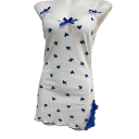 Sexy camicia da notte da donna con bordo in pizzo e fiocco Camicia bianca con cuoricini Scollatura a V Materiale elastico Poliestere Spandex 12