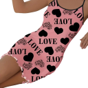 Sexy camisón de mujer con estampado de corazones y frases Ropa de noche cómoda de poliéster suave y spandex Material transpirable Colores 2