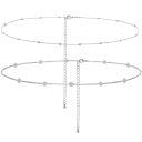 Sexy collar de vientre de dos capas alrededor de la cintura 70 + 25 cm Joyería corporal femenina Accesorio de festival en acabado plateado 2