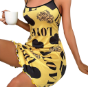 Sexy Damen Nachthemd mit Herzchen- und Schriftzugdruck Bequemes Nachtwäsche aus weichem Polyester und Spandex Luftiges Material Verschiedene 4