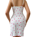 Sexy dámska nočná košilka s krajkovým lemom a mašľou Biela košilka so srdiečkami Výstrih do V Elastický materiál Polyester Spandex 10