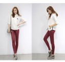 Sexy Ladies' Faux Leather Leggings - Burgundy 4