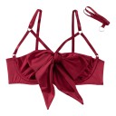 Sexy lingerie con reggiseno a grande fiocco e cintura con reggicalze con lacci e perizoma con reggicalze per cosce e guanti lunghi 10