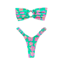 Sexy tweedelig badpak met bloemenprint, cirkelvormig gewricht en geplooide bandjes voor dames, zomer-strandset 2