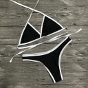 Sexy zweifarbiger Triangel-Bikini – Schwarz und Weiß 2