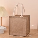 Shopping Bag 24 x 24 x 15 cm Polyester Bag with Jute Look Cotton Handles Small Sturdy Bag for Small Items and Gifts 2