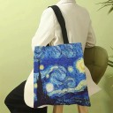 Shoppingväska i canvas med motivet Stjärnklar natt av Vincent van Gogh 30 x 35 cm Snygg axelväska i tyg för shopping och vardagsbruk 3