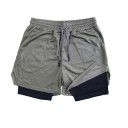 Short de fitness double épaisseur pour homme, séchage rapide, avec doublure en maille, poche, taille élastique, pour la plage et l’été 10