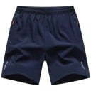 Short de sport pour homme avec taille élastique Short d'entraînement respirant avec poches zippées Éléments réfléchissants Short de course 2