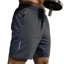 Short de sport pour homme avec taille élastique Short d'entraînement respirant avec poches zippées Éléments réfléchissants Short de course 5