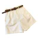 Shorts anchos de algodón para mujer con cinturón y cremallera Shorts veraniegos de corte A de tejido fino Shorts elegantes para ocio y ciudad 2