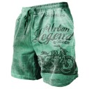 Shorts d'été pour hommes en tissu respirant avec cordon de serrage Matériau léger et confortable Imprimé vintage de moto Shorts décontractés stylés pour l'été 5