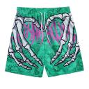 Shorts de bain pour hommes à cordon arc-en-ciel avec impression de mains de squelette et cœur en polyester spandex séchage rapide élastique 5
