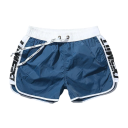 Shorts de bain pour hommes à cordon de serrage Unis avec rayures et inscription sur les côtés en polyester Sèche rapidement Maillots de bain d'été 6