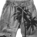 Shorts de bain pour hommes en polyester unis avec imprimés de palmiers à cordon et poches pour l'été à la plage ou à la piscine 2