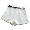 Shorts élégants pour femmes avec taille haute et ceinture Coupe évasée des shorts d'été pour femmes Shorts stylés pour le travail et les loisirs 2