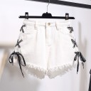 Shorts vaqueros de mujer con detalle de cordones 2