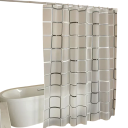 Shower Curtain for Bathroom 80x180 cm Geometric Grid Pattern Waterproof Dividing Curtain Mould Resistant Plastic Rings Elastic Texture 2