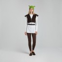 Shrek Kostume til Voksne Komplet Kostume Vest T-Shirt Bukser Bælte Skoovertræk og Hue med Ører Polyester Brun Hvid og Grøn 2