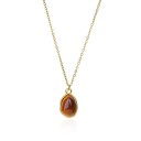 Sieradenketting 45 cm in goudkleur met gekleurd steentje dat op een opaal lijkt, onregelmatige hanger, fijne ketting, klassieke ketting 3
